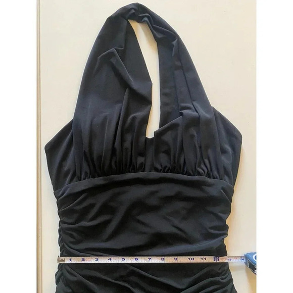 AGB Dress Black Halter Backless Sundress Asymmetrical Green Boho Patten Summer - Picture 9 of 16